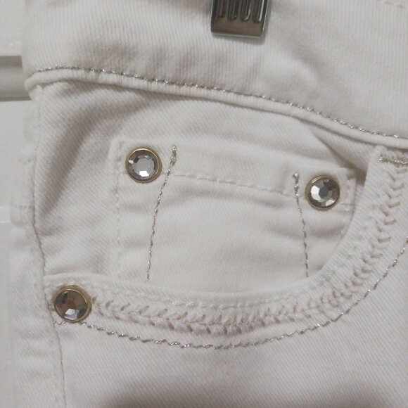 Womans Lee Platinum Sz 12 Short Jewel Silver Trim White Jeans - Picture 5 of 8